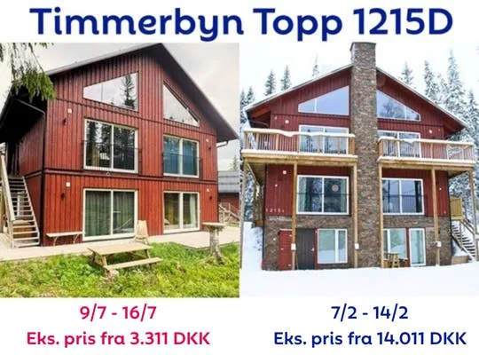 Billedet viser en pris sammenligning af Timmerbyn Topp 1215D mellem vinter og sommer.
